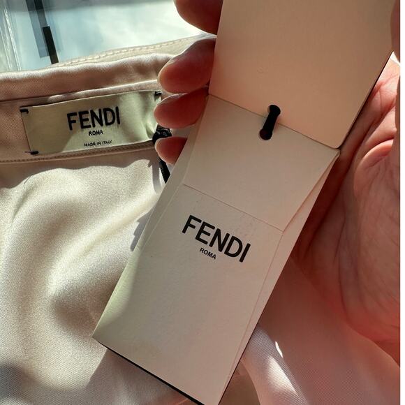 NWT Fendi The Abito Fluid Draped Daily Dress Top in Almond 100% Silk 40 / 8 - Picture 12 of 16